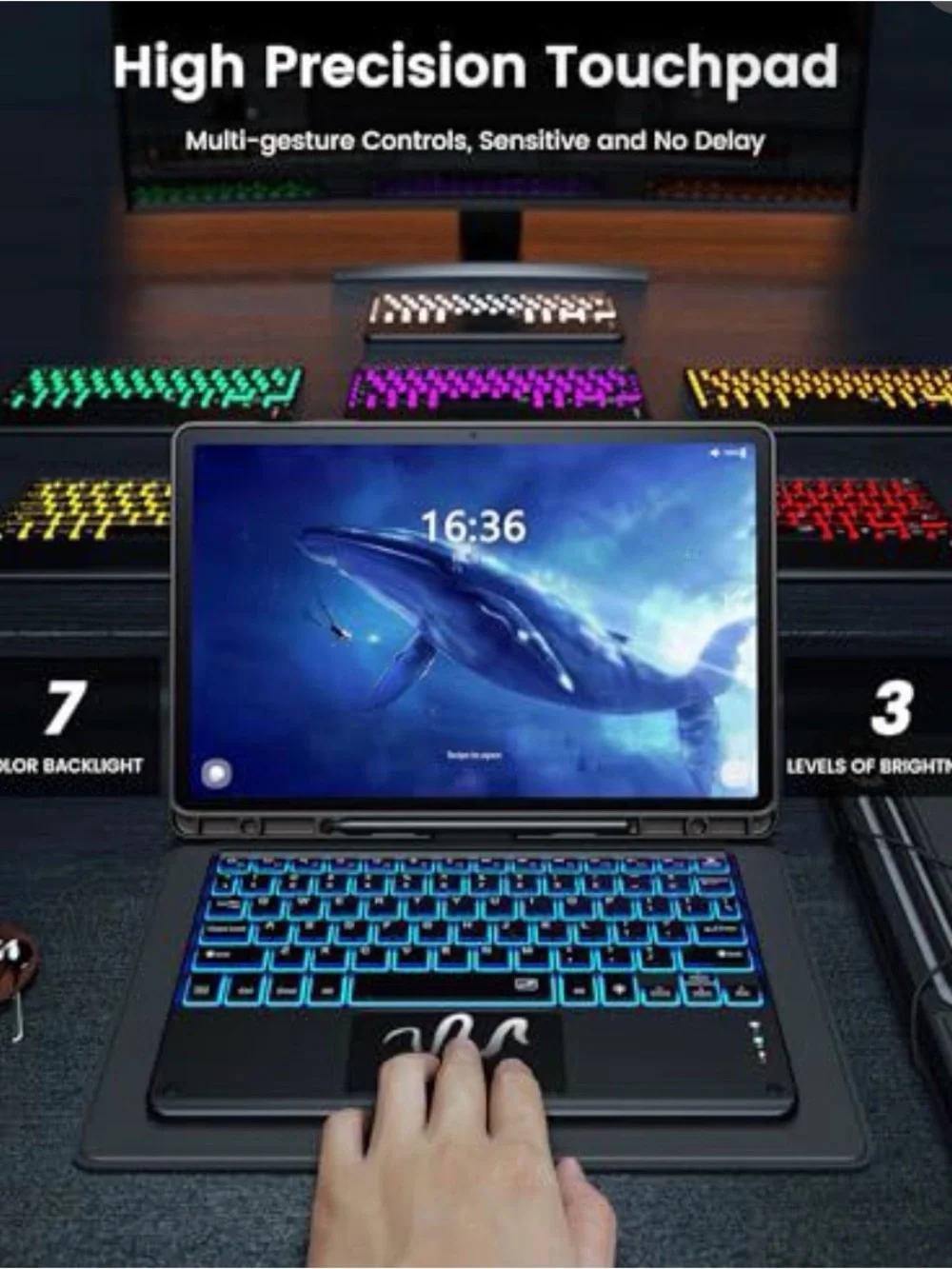 Keyboard Case for Samsung Galaxy Tab S10 Plus/S9 Plus /S9 FE+ (12.4 inch)